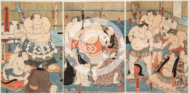Wrestling match Shitaky Beya vs Hidenoyama, 1850.