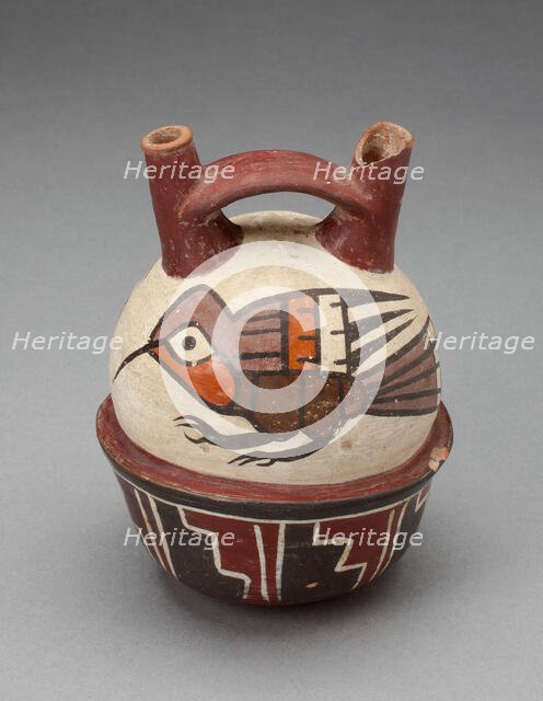 Double Spout Vessel Depicting Hummingbirds, 180 B.C./A.D. 500. Creator: Unknown.