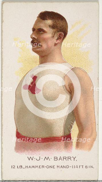 W.J.M. Barry, Hammer Throw, from World's Champions, Series 2 (N29) for Allen & Ginter Ciga..., 1888. Creator: Allen & Ginter.