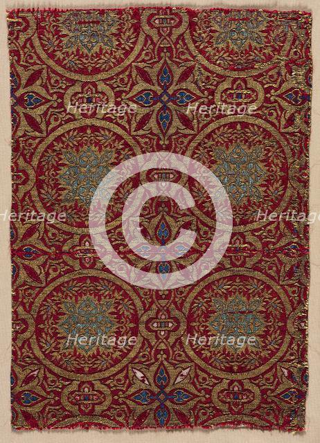 Lampas with foliate roundels, 1300s. Creator: Unknown.