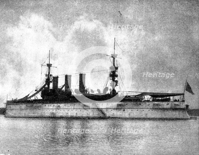 The Spanish-American War: US war-ships - New York, twin-screw armoured cruiser...off Havana, 1898. Creator: Symonds & Co.