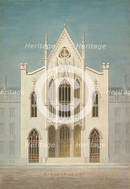 Study for a Library (front elevation), 1838. Creator: Alexander Jackson Davis.