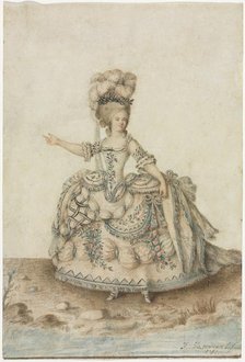 Costume Study for Opera Singer, 1781. Creator: Jean Michel Moreau le Jeune (French, 1741-1814).