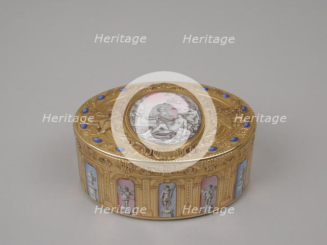 Snuffbox with grisaille decoration of Cupid and Venus, ca. 1766. Creators: Jean-Baptiste Carnay, Jean-François Defer.