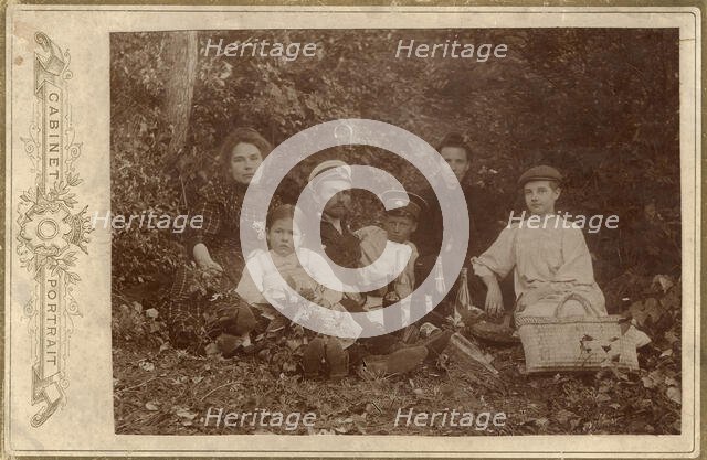 Usevich Family at a Picnic on the Irkut River Shore, 1910-1919. Creator: Unknown.