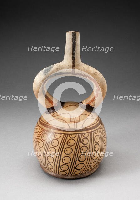 Stirrup Spout Vessel with Circular Motifs, 100 B.C./A.D. 500. Creator: Unknown.