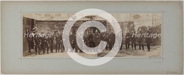 Panorama: group portrait of soldiers, 1870. Creator: Andre-Adolphe-Eugene Disderi.