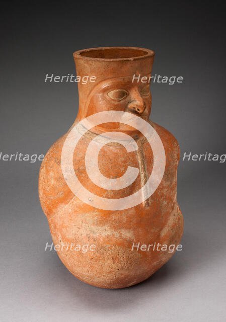 Jar in the Form of a Captive with Modeled Head, Rope Encircling Neck, and Tied Hands, 100 BC/AD 500. Creator: Unknown.