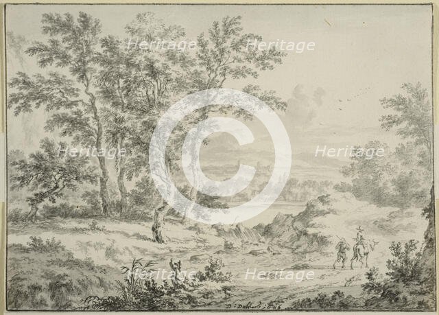 Italian landscape with two travelers. Creator: Dirck Dalens II.