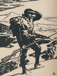 'Chasseur Alpin Regardant La Plaine Du Rhin', 1919. Artist: Auguste Lepere.