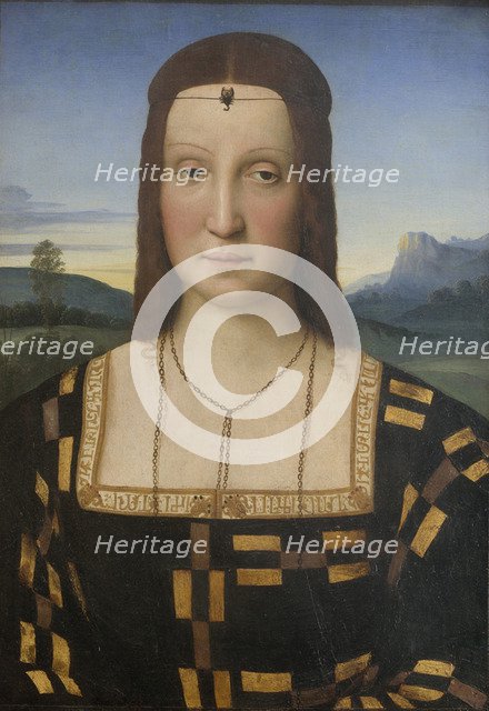 Portrait of Elisabetta Gonzaga (1471-1526). Artist: Raphael (1483-1520)