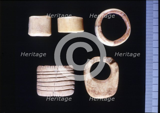 Bone rings or pendants from the Cova de l'Or, Beniarres (Alicante). Made with the technique of su…