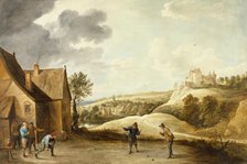 Landscape with Peasants Playing Bowls Outside an Inn, c1660. Creator: David Teniers II.