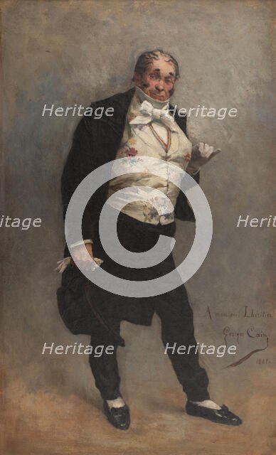 Portrait de Lhéritier (Romain Thomas, dit), acteur (1809-1885) dans le rôle de Cordenbois..., 1881. Creator: Georges Jules Auguste Cain.