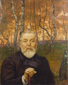 Self-Portrait in a Birch Grove. Artist: Thoma, Hans (1839-1924)