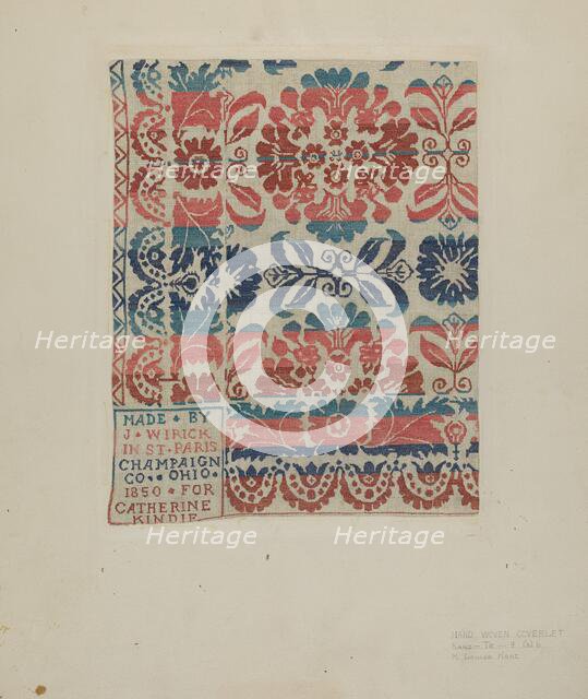 Hand Woven Coverlet, c. 1939. Creator: M. Louise Kent.
