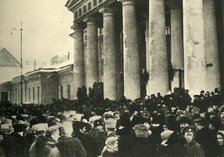 Crowds in front of the Duma, Petrograd, Russia, 1917, (c1920). Creator: Unknown.