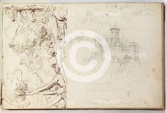 (Untitled, landscape and study of a castle), c1835. Creator: Thomas Cole.