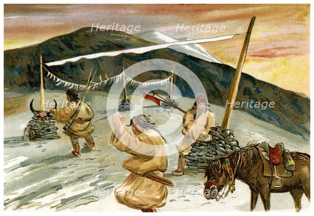 'Flying prayers on the Maium Pass', 1898. Artist: Unknown