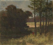 Untitled (landscape with trees and woman), 1894. Creator: Edward Mitchell Bannister.