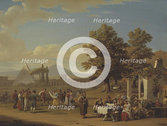 Italian Harvest Festival at Monte Testaccio near Rome, 1825. Creator: Carl Gustaf Hjalmar Mörner.