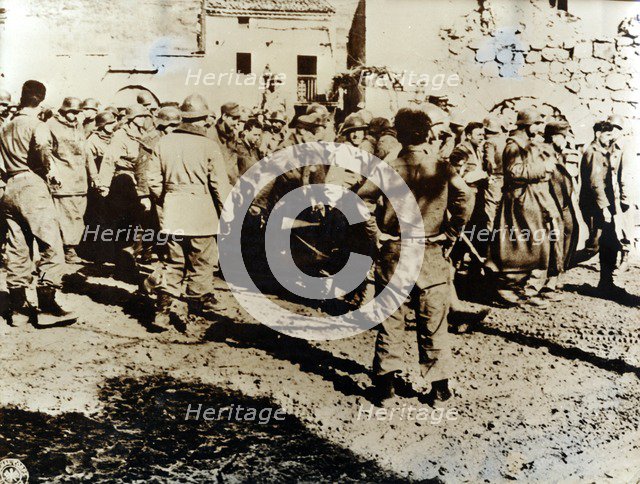 Moroccan Tirailleurs capture a troop of German soldiers, Cardito, Italy, c1944. Artist: Unknown