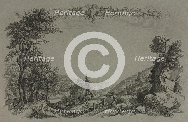 Six Views of Heidelberg Castle: Cover, Hunting Scene , 1820. Creator: Ernst Fries (German, 1801-1833).