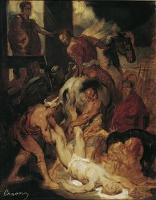 The torture of Saint Hippolytus, after 1875. Creator: Hans Canon.
