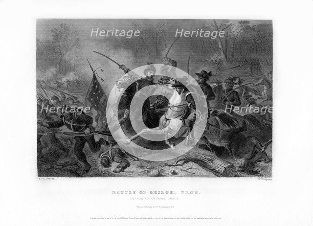 Charge of General Grant, Battle of Shiloh, Tennessee, April 1862, (1862-1867).Artist: W Ridgway