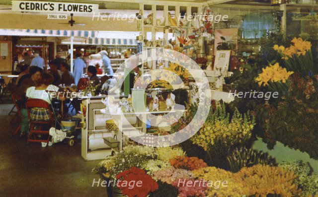Cedric's Flowers, stall in the original farmers' market, Hollywood, California, USA, 1953. Artist: Unknown