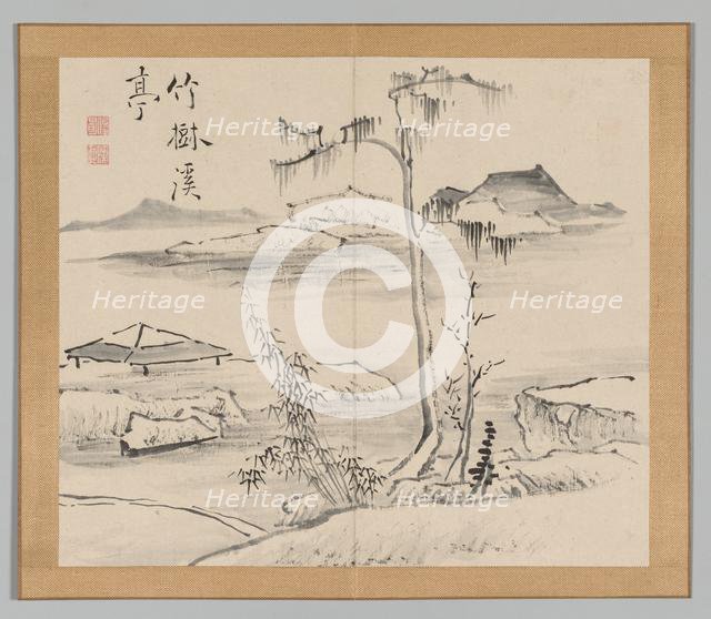 Double Album of Landscape Studies after Ikeno Taiga, Volume 2 (leaf 24), 18th century. Creator: Aoki Shukuya (Japanese, 1789).