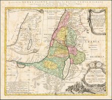 Map of the Holy Land Divided into the Twelve Tribes of Israel , ca 1730. Creator: Homann, Johann Baptist (1663-1724).