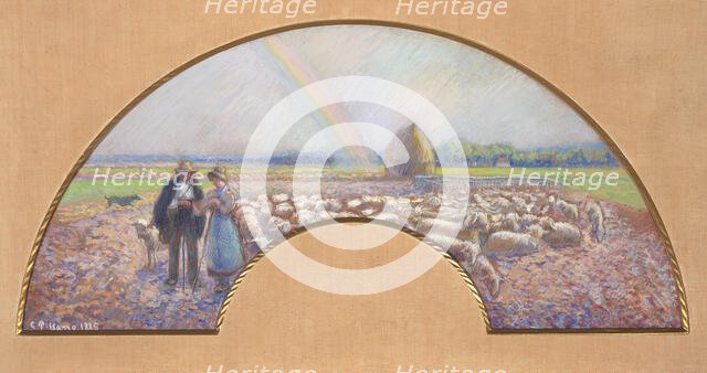 Shepherds in the Fields with Rainbow, 1885. Creator: Camille Pissarro.