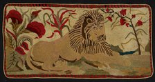 Lion with Palms (Rug), Ohio, 1890/1900. Creator: Unknown.