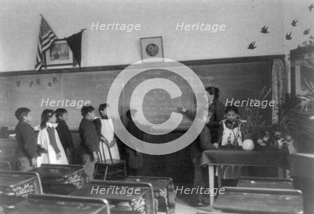 Elementary school class of Indian students with botanical specimens..., Carlisle, Pennsylvania, 1901 Creator: Frances Benjamin Johnston.
