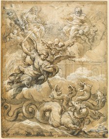 The Holy Trinity with Saint Michael Conquering the Dragon, 1666. Creator: Pietro da Cortona.