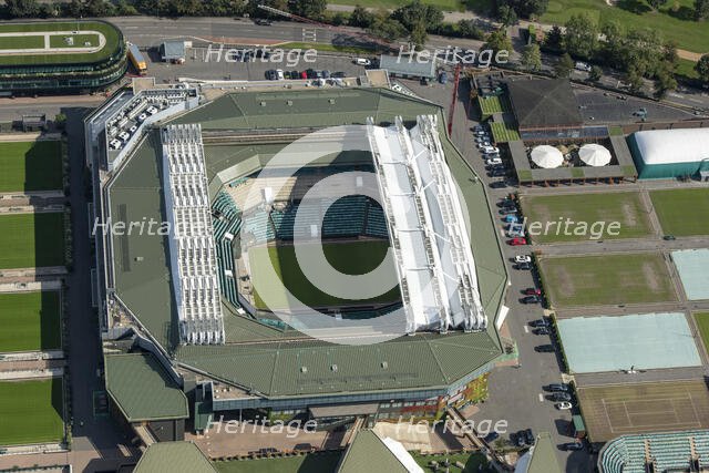 Centre Court at the All England and Lawn Tennis and Croquet Club, Wimbledon, 2021. Creator: Damian Grady.