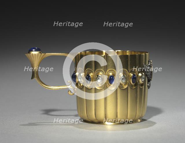 Miniature Cup (Kovsh), before 1896. Creator: House of Fabergé (Russian, 1842-1918); Mikhail Evlampievich Perkhin (Russian, 1860-1903).