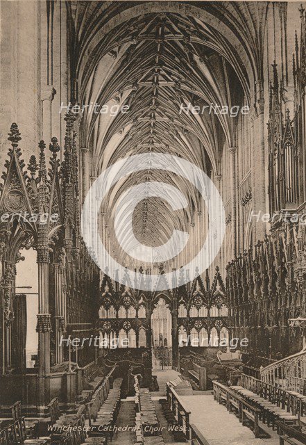 Choir of Winchester Cathedral, Hampshire, early 20th century(?). Artist: Unknown.