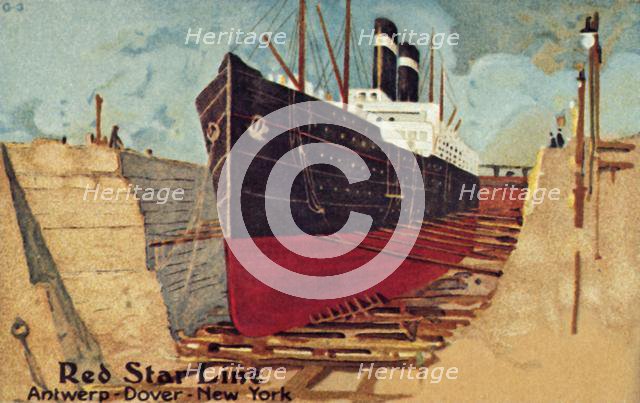 Red Star liner in dry dock for repair, c1905. Creator: Unknown.
