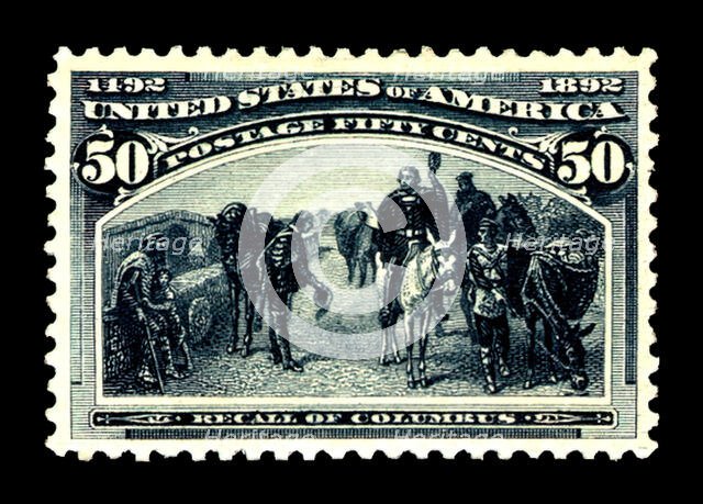 50c Recall of Columbus single, 1893. Creator: American Bank Note Company.