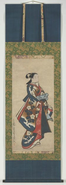 Standing Beauty in Blue Kimono, c. 1711-16. Creator: Dohan Kaigetsudo.