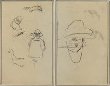 Two Breton Figures and Studies of Two Geese; Man Wearing Hat [verso], 1884-1888. Creator: Paul Gauguin.