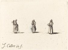 Three Women, One Holding a Child, probably 1634. Creator: Jacques Callot.