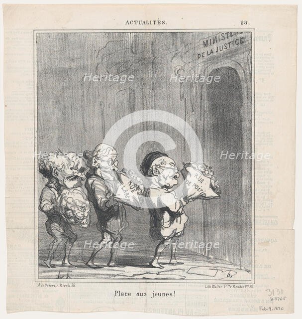 Place aux jeunes! 1870. Creator: Honore Daumier.