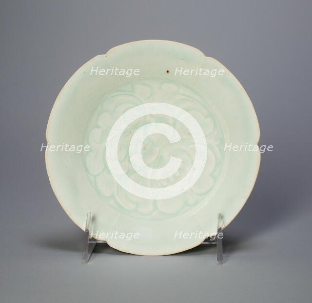 Foliate Bowl with Stylized Peony Spray, Northern Song dynasty (960-1127), 12th century. Creator: Unknown.