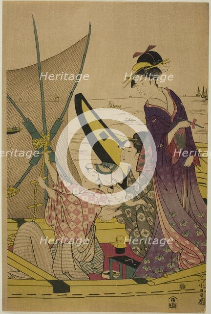 Women on a Fishing Boat, c. 1780/1800. Creator: Chokosai Eisho.