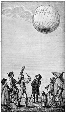 Ascension of a Montgolfier balloon, late 18th century, (1910). Artist: Unknown