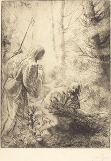 Death and the Woodcutter, 2nd plate (La mort et le bucheron). Creator: Alphonse Legros.