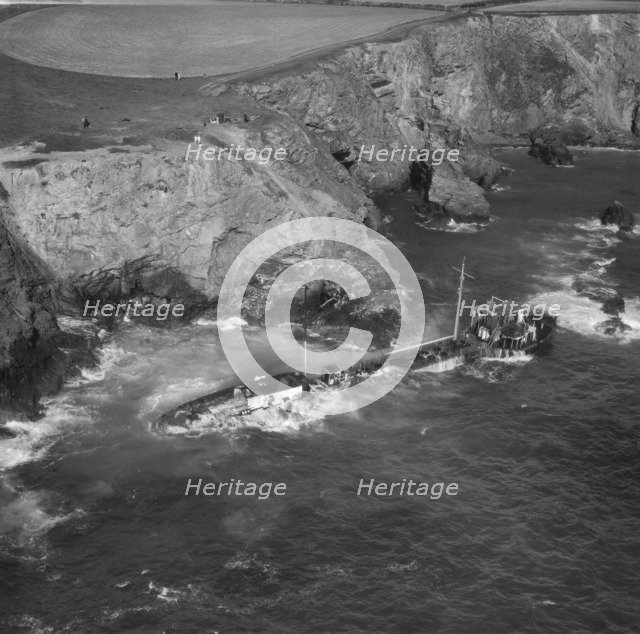 Wreck of the tanker 'Hemsley I' at Fox Cove, St Merryn, Cornwall, September 1969. Artist: Doy.